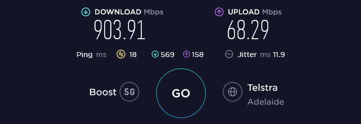 Boost Speed Test at Birkenhead National Railway Museum in Adelaide (903.91 Mbps)