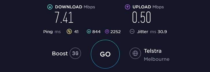 Boost Speed Test at Oakleigh Station in Melbourne (0.50 Mbps)