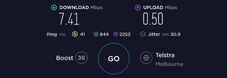 Boost Speed Test at Oakleigh Station in Melbourne (0.50 Mbps)