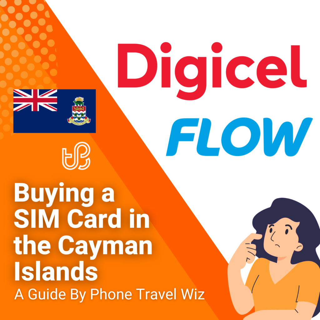 Buying a SIM Card in the Cayman Islands Guide (logos of Digicel & Flow)
