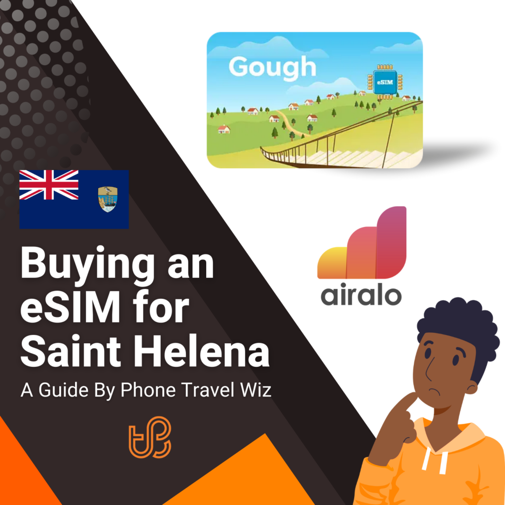 Buying an eSIM for Saint Helena Guide (logos of Airalo & Gough)