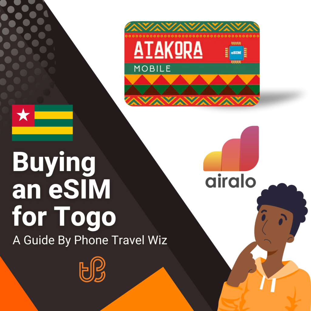 Buying an eSIM for Togo Guide (logos of Atakora Mobile and Airalo)