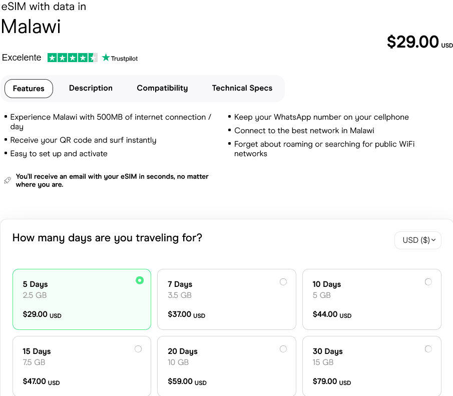 Holafly Malawi eSIMs