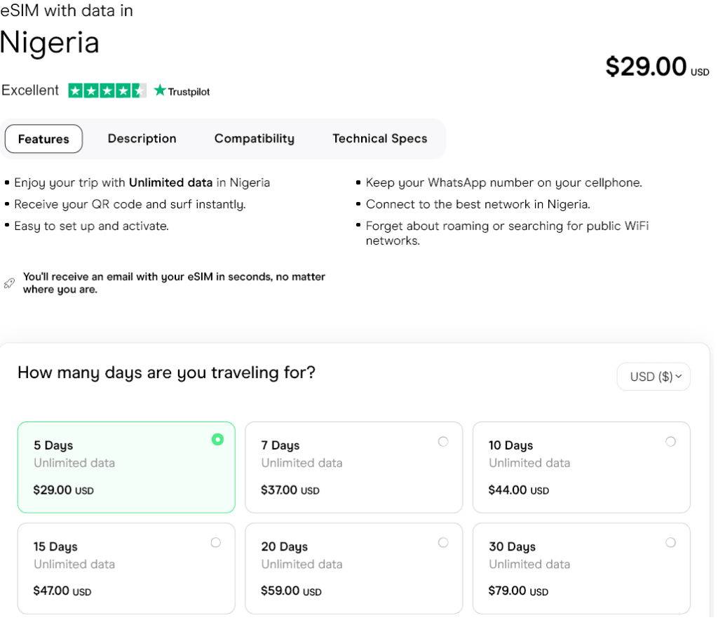 Holafly Nigeria eSIMs