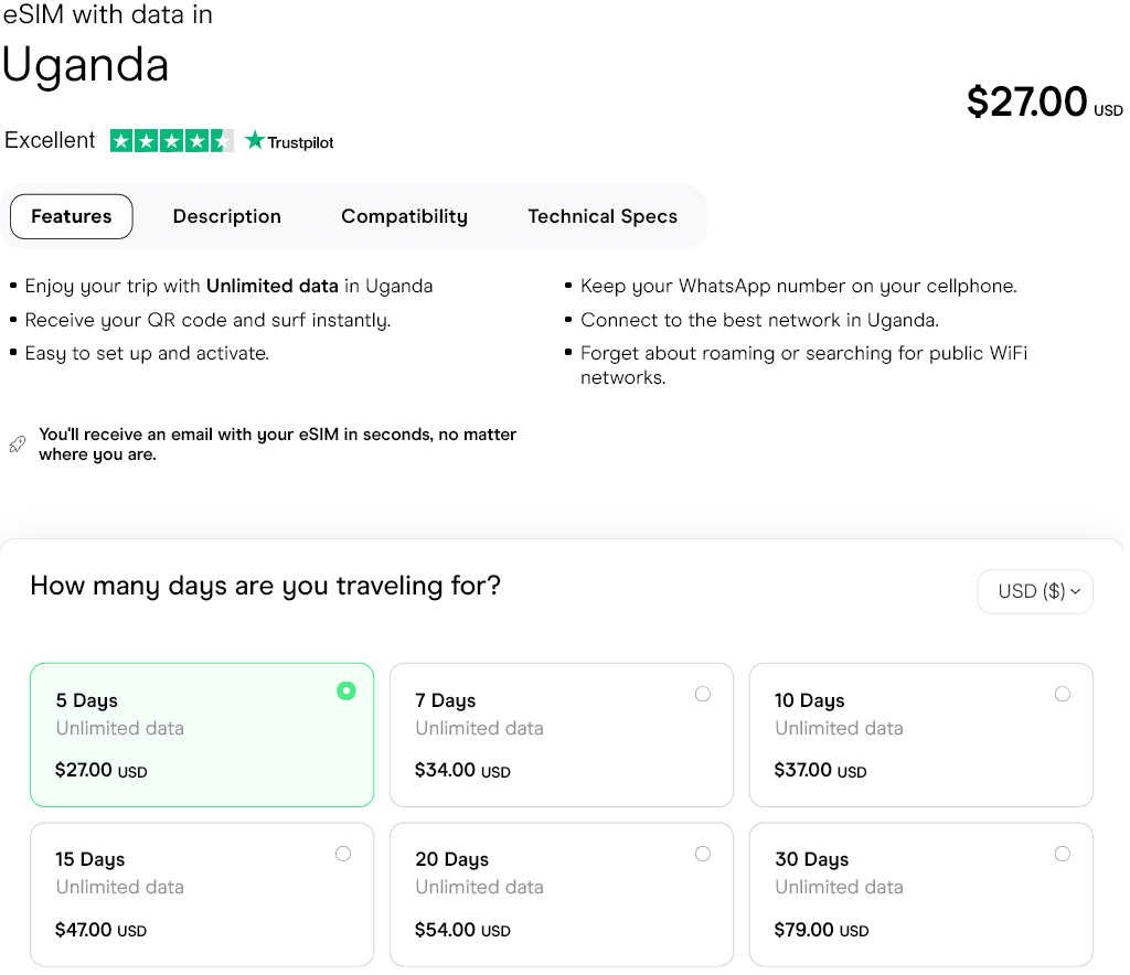 Holafly Uganda eSIMs