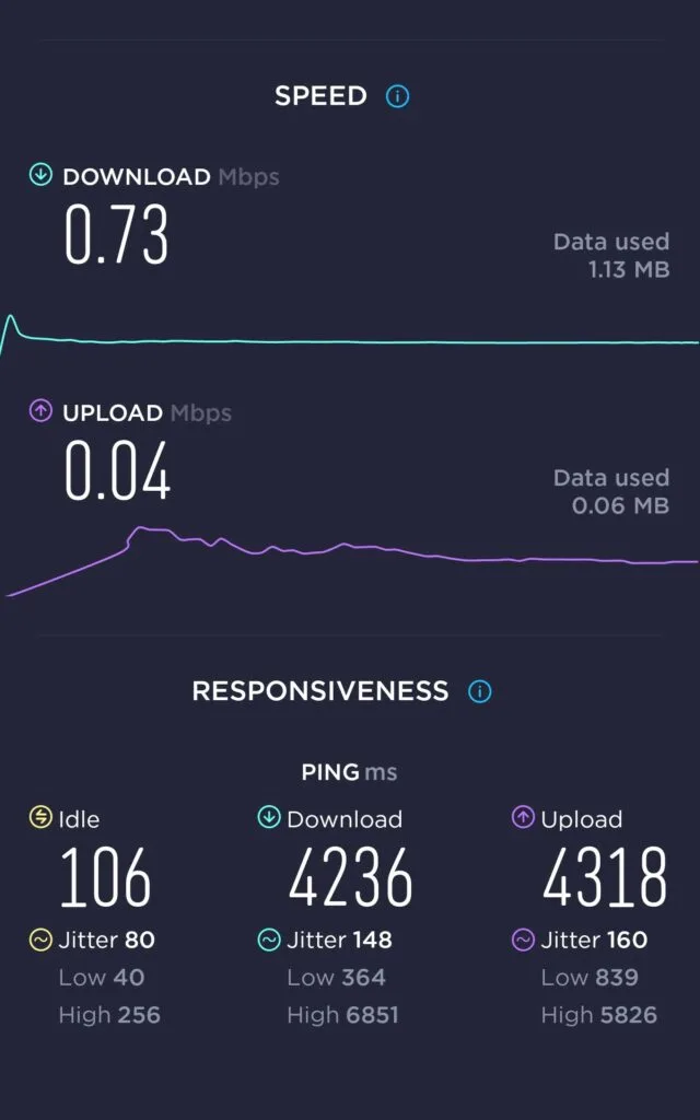 Lebara Speed Test at Shepparton Art Museum in Shepparton (0.73 Mbps)