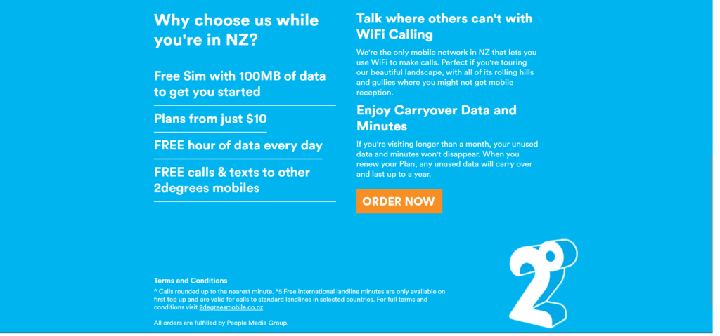 2degrees New Zealand Visitor SIM Site