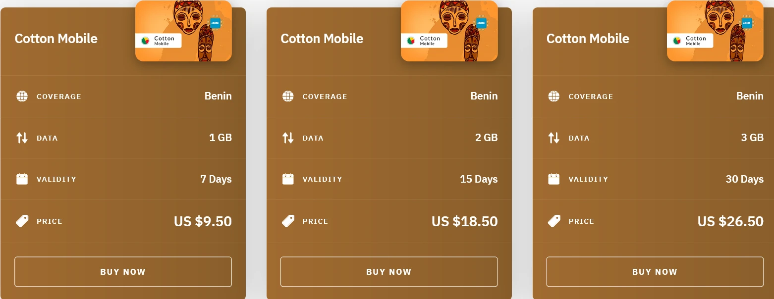 Airalo Benin Cotton Mobile eSIM with Prices