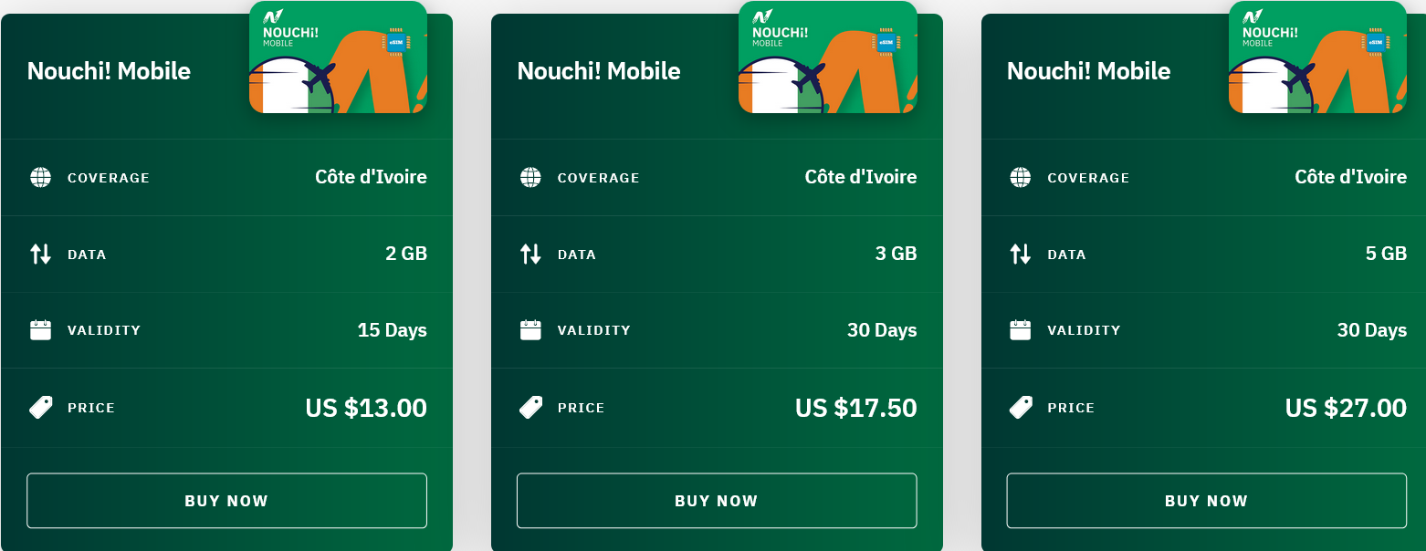 Airalo Côte d'Ivoire Nouchi! Mobile eSIM with Prices