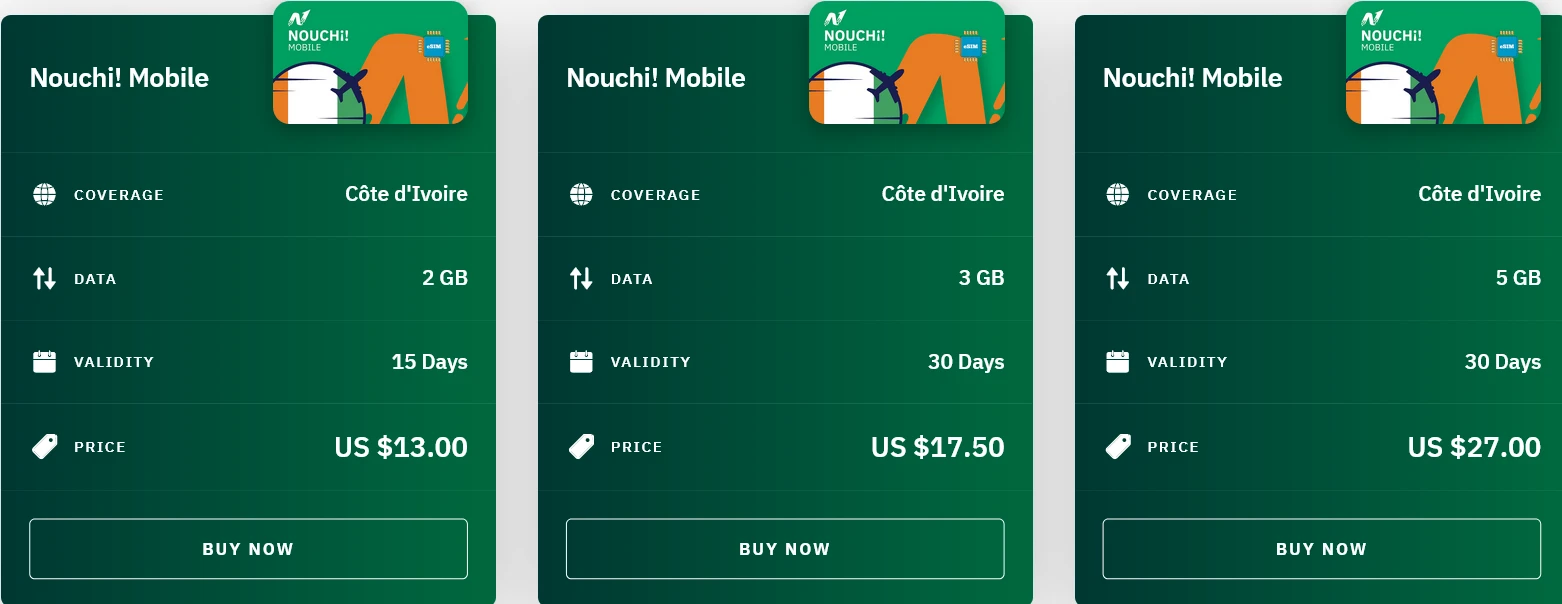 Airalo Côte d'Ivoire Nouchi! Mobile eSIM with Prices