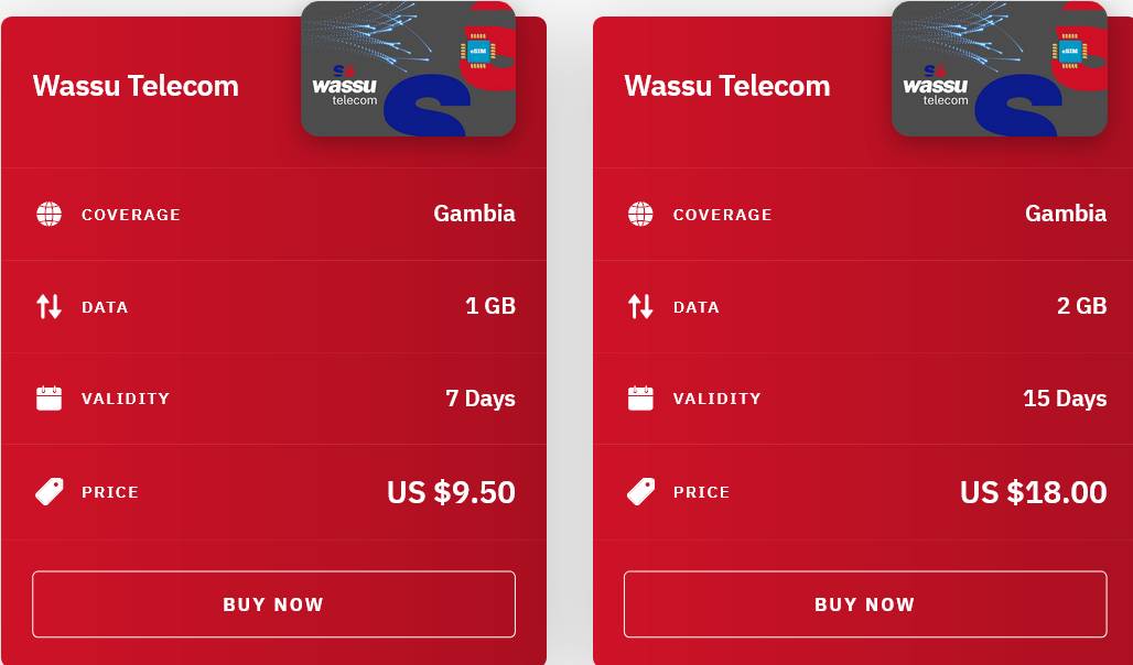 Airalo Gambia Wassu Telecom eSIM with Prices