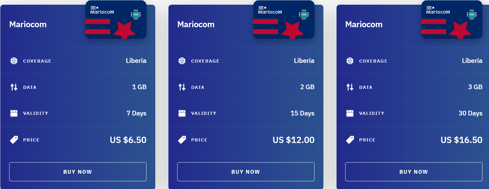 Airalo Liberia Mariocom eSIM with Prices