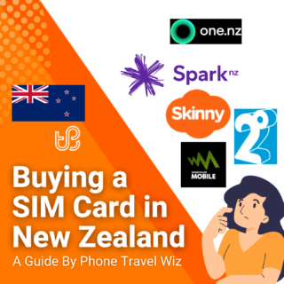 Buying a SIM Card in New Zealand Guide (logos of One NZ, Spark, Warehouse Mobile, Skinny Mobile & 2degrees)