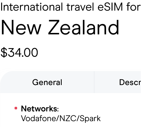 Holafly New Zealand eSIM Networks Used