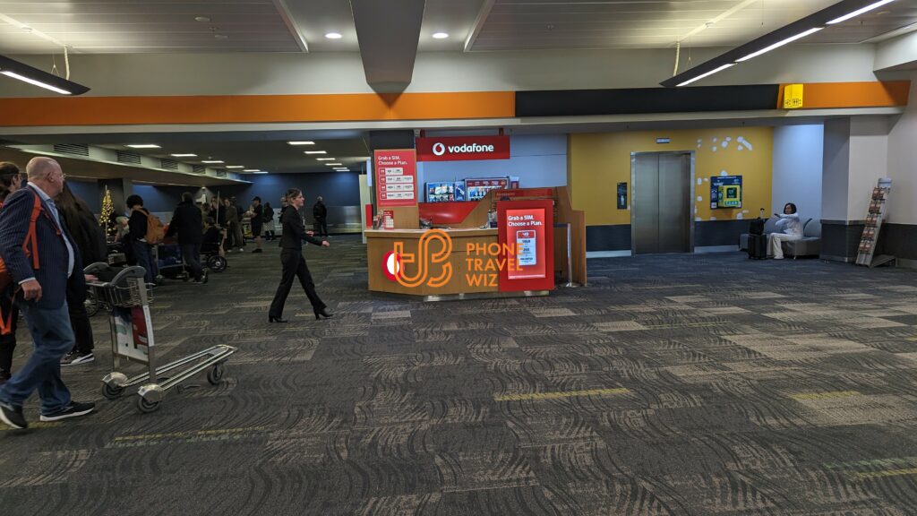 One-Vodafone New Zealand Booth at Wellington International Airport