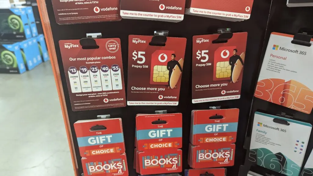 One-Vodafone New Zealand SIM Cards & Top Up Vouchers Sold at The Warehouse in Lower Hutt City