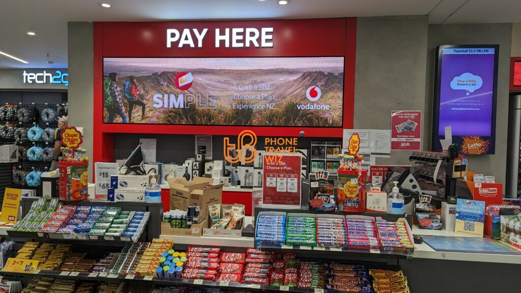 One-Vodafone New Zealand Travel SIM SOld at Relay in Wellington International Airport