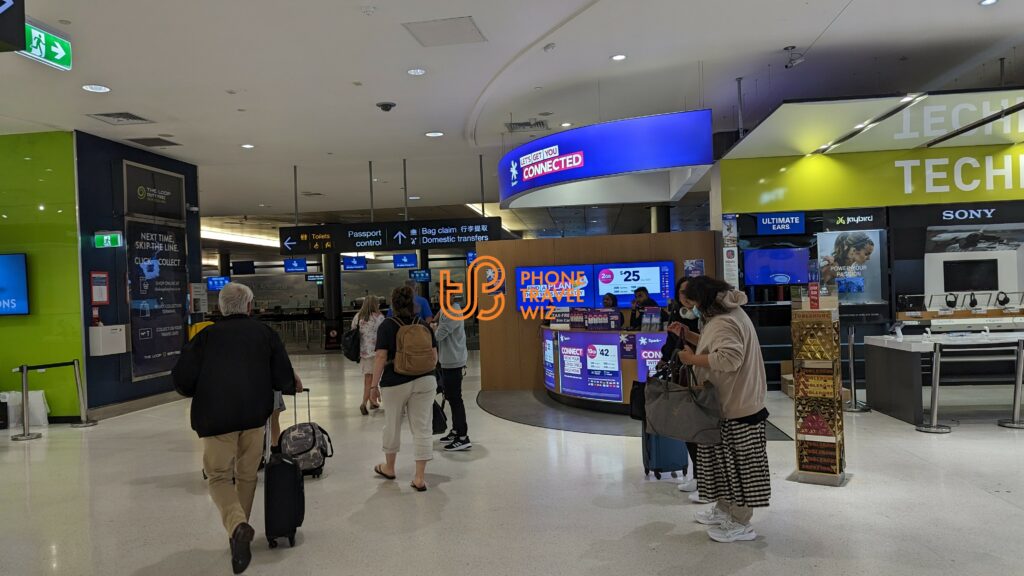 Spark New Zealand Booth at Auckland Airport in the duty-free area