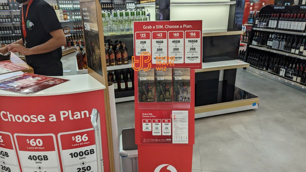 Vodafone-One New Zealand Booth at Auckland Airport in the duty-free area