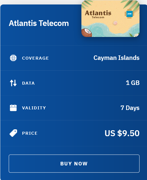 Airalo Cayman Islands Atlantis Telecom eSIM with Prices