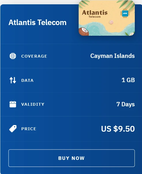 Airalo Cayman Islands Atlantis Telecom eSIM with Prices
