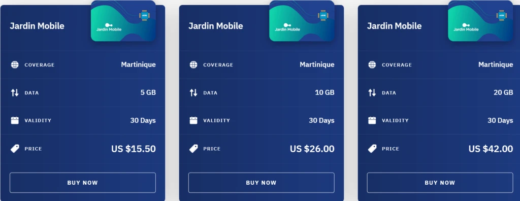 Airalo Martinique Jardin Mobile eSIM with Prices