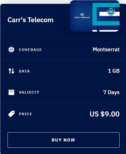 Airalo Montserrat Carr's Telecom eSIM with Prices