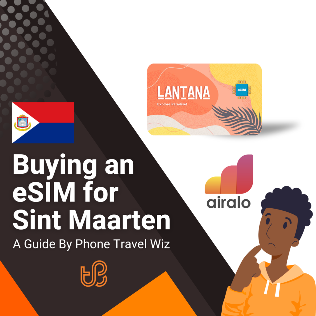 Buying an eSIM for Sint Maarten Guide (logo of Airalo and Lantana)