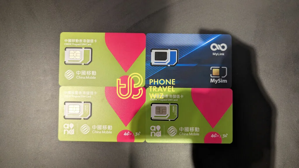 China Mobile Hong Kong & MySIM SIM Cards Front