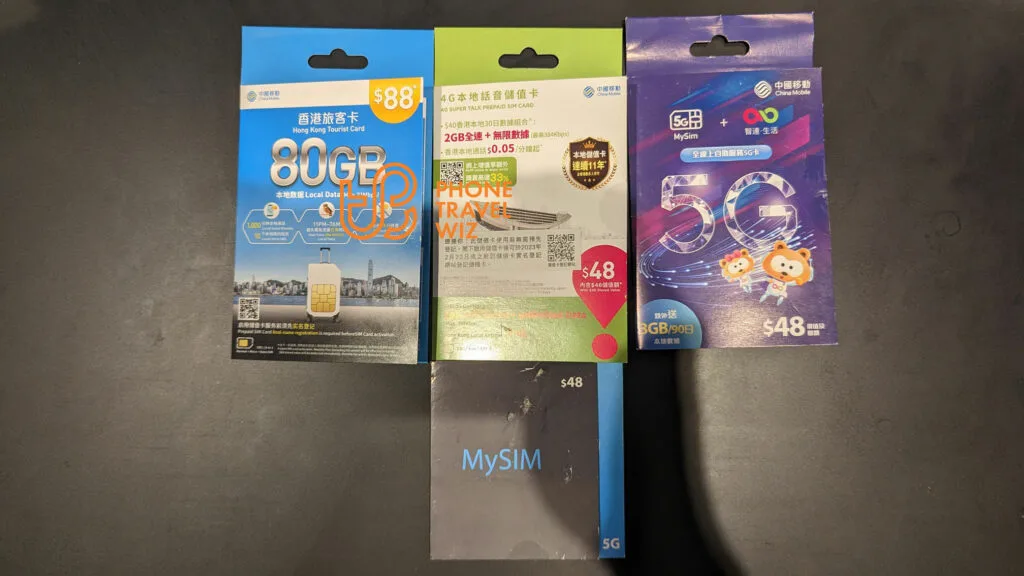 China Mobile Hong Kong Tourist Card, 4G Super Talk Prepaid SIM Card, China Mobile Hong Kong MySim Card and MySIM SIM Card Packs