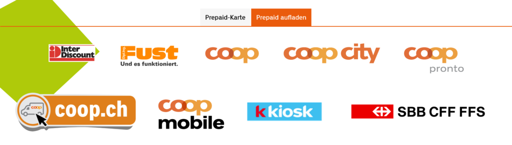 Coop Mobile Liechtenstein & Switzerland Stores (for top-ups)