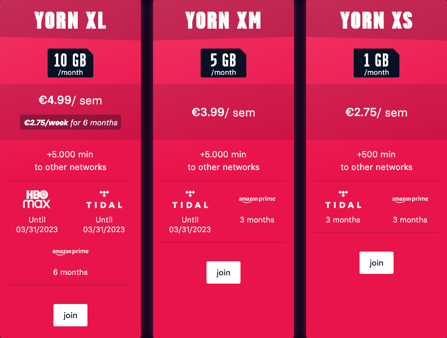 Yorn Portugal Yorn X Tariff Combo Plans