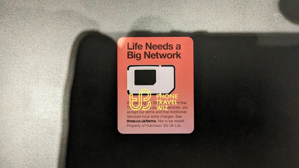 3 UK Travel SIM Card by Holidaysimcard Front
