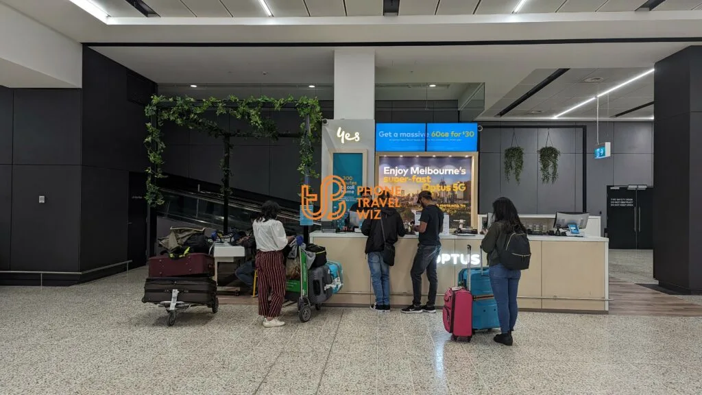 An Optus Australia Booth at Melbourne-Tullamarine Airport 1