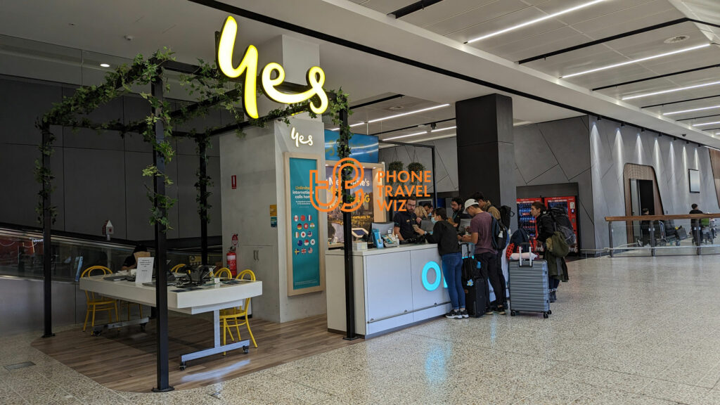 An Optus Australia Booth at Melbourne-Tullamarine Airport