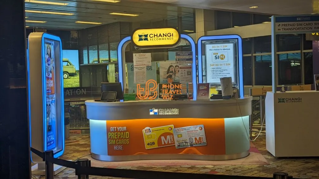 Changi Recommends Booth Selling M1 Singapore Tourist SIM Cards