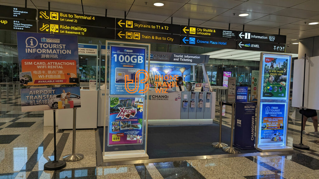Changi Recommends Booth Selling StarHub Singapore Tourist SIM Cards at Singapore Changi Airport