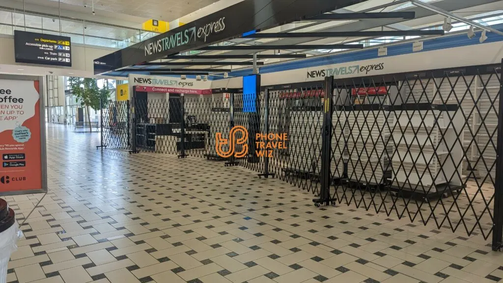 Closed Off Newstravels Express Store at Brisbane Airport in the International Terminal