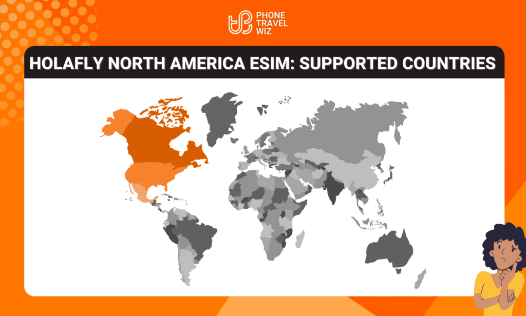 Holafly North America eSIM Eligible Countries Map Infographic by Phone Travel Wiz (February 2023 Version)