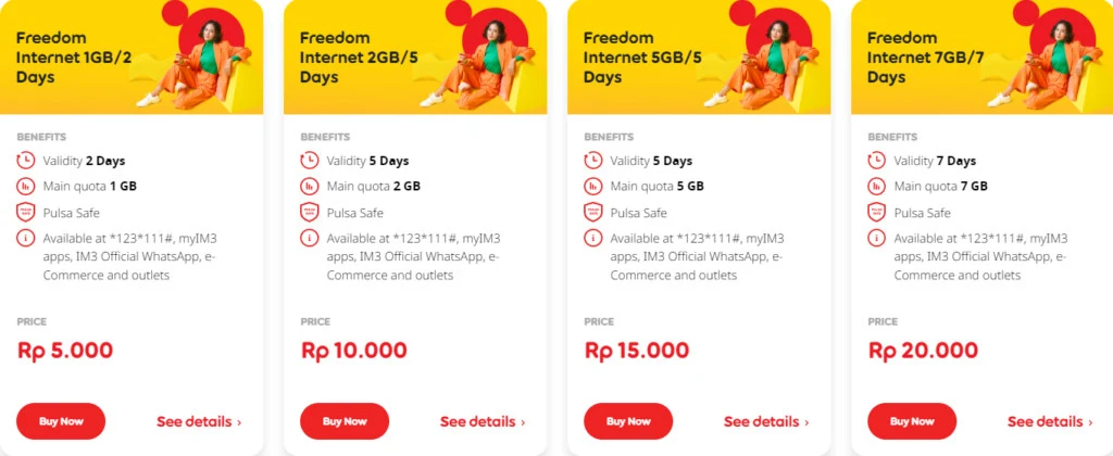Indosat Ooredo Hutchison Indonesia Freedom Internet 1st 5 Hari Plans