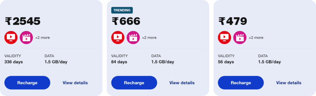 Jio India 1.5 GB day Plans