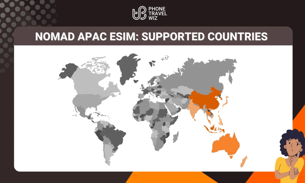 Nomad APAC eSIM Eligible Countries Map Infographic by Phone Travel Wiz (February 2023 Version)