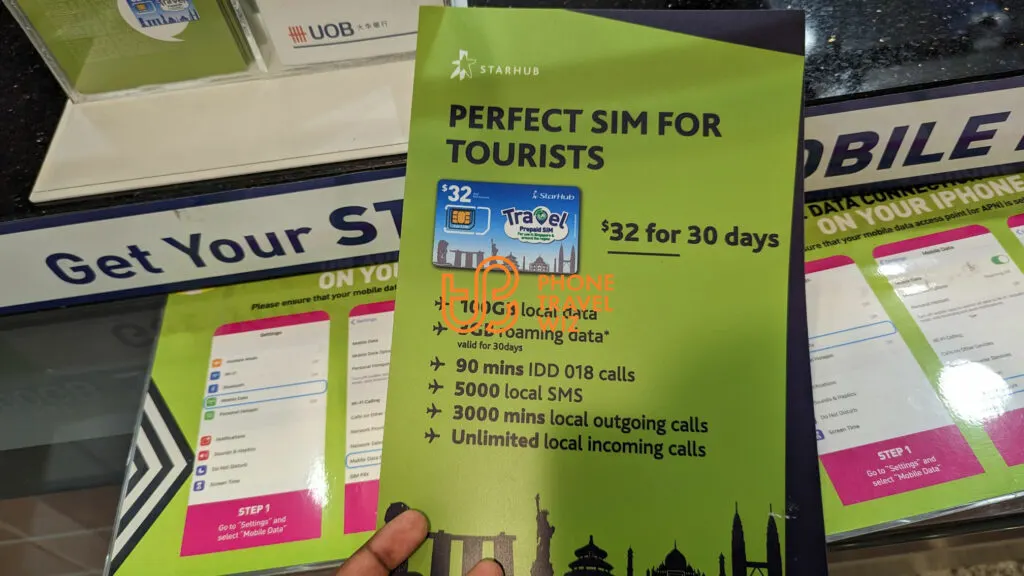 StarHub Singapore 32 SGD Tourist SIM Card Mentioned on a Flyer at Singapore Changi Airport