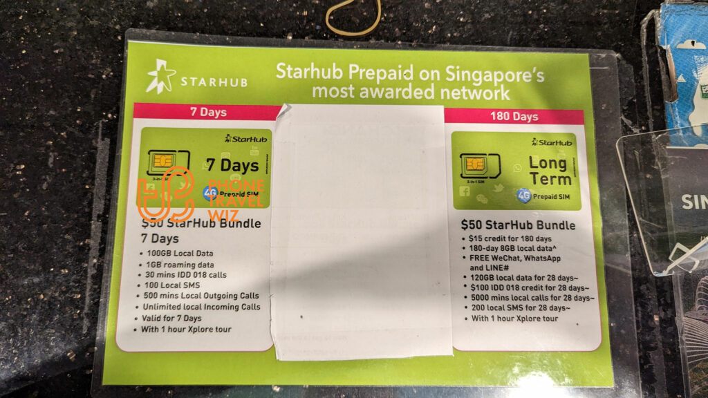 StarHub Singapore Price Poster for Tourist SIM Cards at Changi Recommends at Singapore Changi International Airport