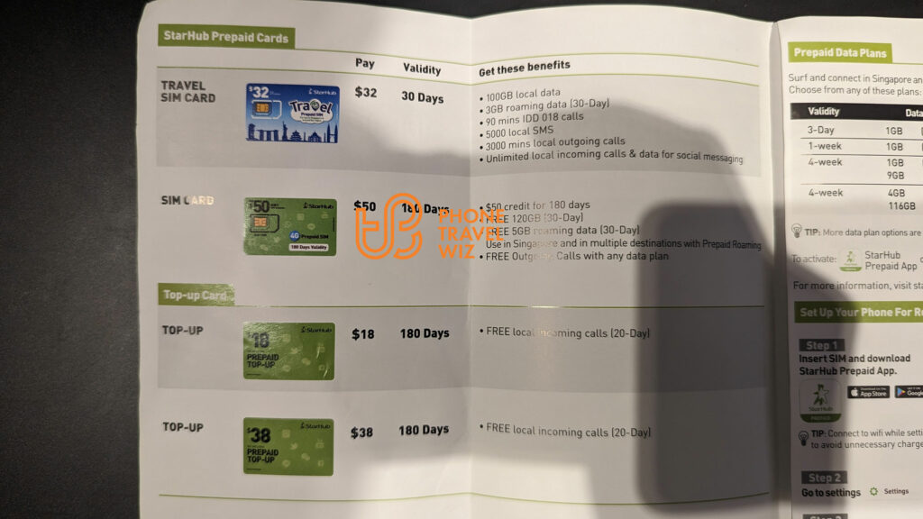 StarHub Singapore SIM Cards Mentioned in a Flyer Sold at Singapore Changi Airport