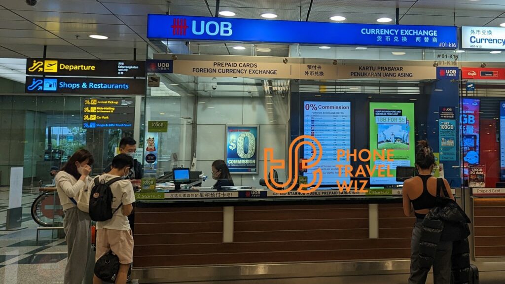 UOB Currency Exchange Counter at Singapore Changi Airport Selling StarHub Singapore Tourist SIM Cards
