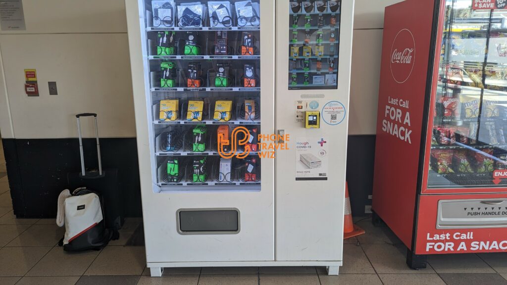 Vending Machine at Brisbane Airport Selling Optus SIM Cards in the Domestic Terminal