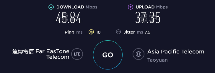 Far EasTone Download at Taoyuan TRA Station Platform 1 in Taoyuan (45.84 Mbps)