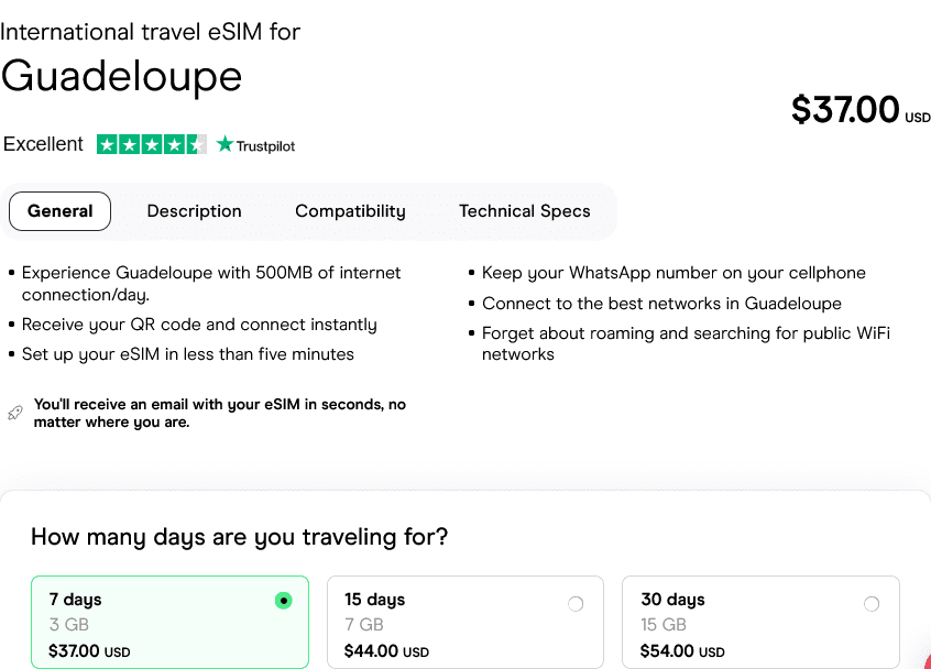 Holafly Guadeloupe eSIMs