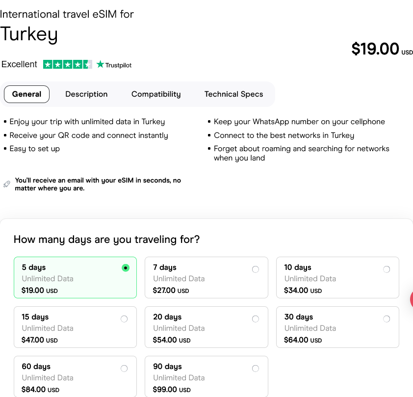 Holafly Turkey eSIMs